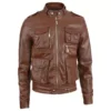 Mens Genuine Brown Leather Jacket