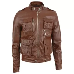 Mens Genuine Brown Leather Jacket