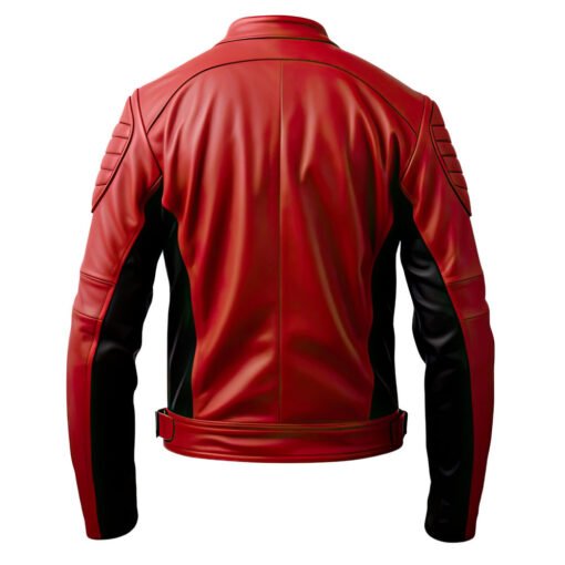 Mens Red Biker Leather Jacket