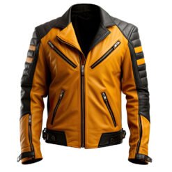 Mens Sheepskin Café Racer Leather Biker Jacket