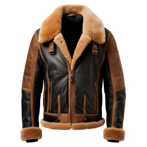 Mens Sheepskin Flight B3 Bomber Leather Jacket