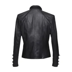 Womens Black Military Leather Jacket