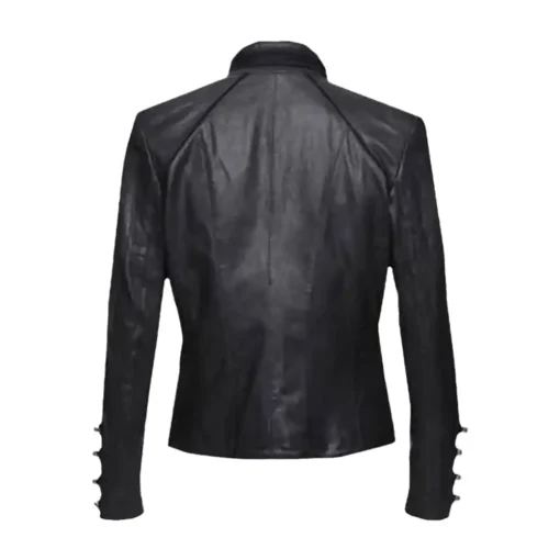 Womens Black Military Leather Jacket