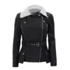 Womens Fur Black Leather Jacket