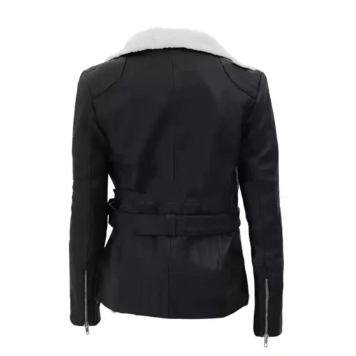 Womens Fur Black Leather Jacket