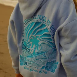 pink-palm-puff-everything-comes-in-waves-blue-hoodie