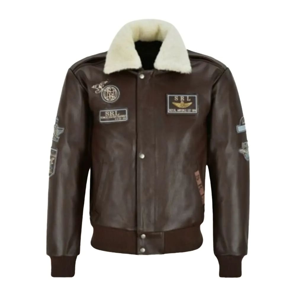 Air Force Aviator Brown Bomber Jacket