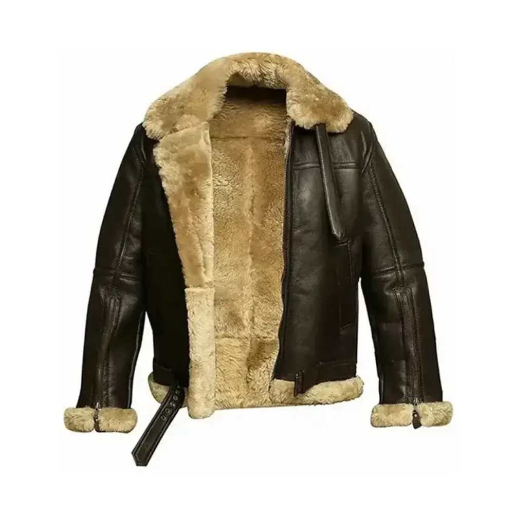 Fur Aviator Flying Pilot Bomber Jacket