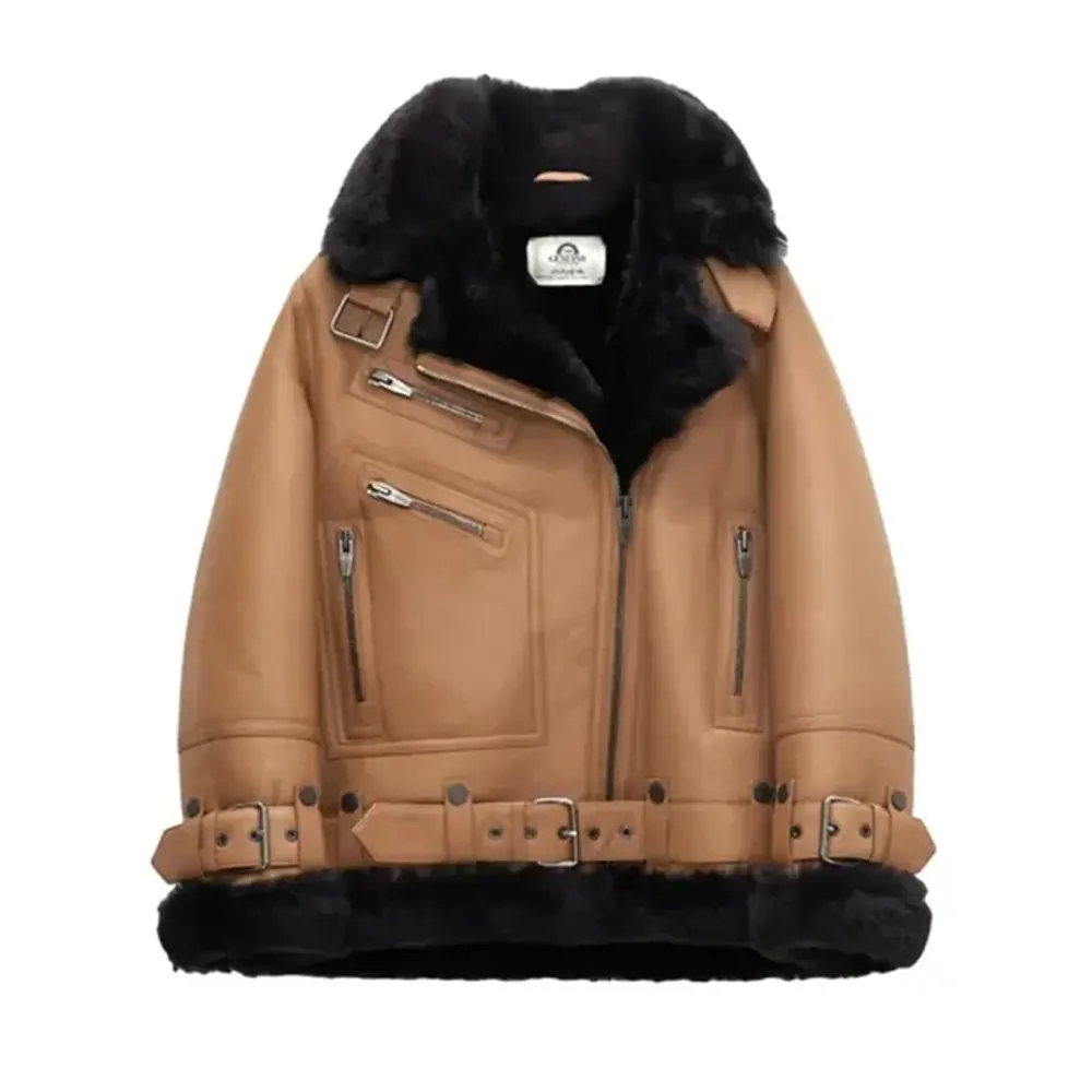 Womens Aviator Moya Leather Jacket